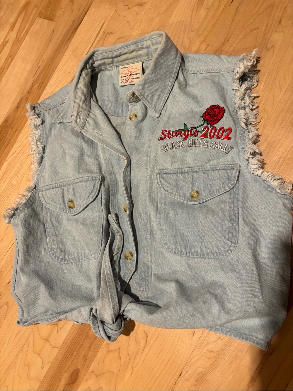 Vintage Sturgis Women’s Denim Button Down Vest Size Medium